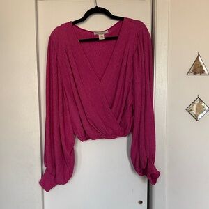 Flying Tomato Fuchsia Wrap Blouse